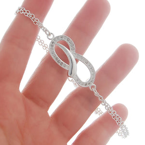 925 Silver Clear CZ Charm Bracelet For Women Wedding Jewelry
