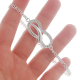 925 Silver Clear CZ Charm Bracelet For Women