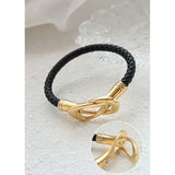 Oval Buckle Bracelet PU Rope Bracelet Couple Party Gift