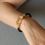 Oval Buckle Bracelet PU Rope Bracelet Couple Party Gift