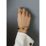Oval Buckle Bracelet PU Rope Bracelet Couple Party Gift