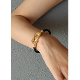 Oval Buckle Bracelet PU Rope Bracelet Couple Party Gift