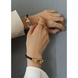 Oval Buckle Bracelet PU Rope Bracelet Couple Party Gift