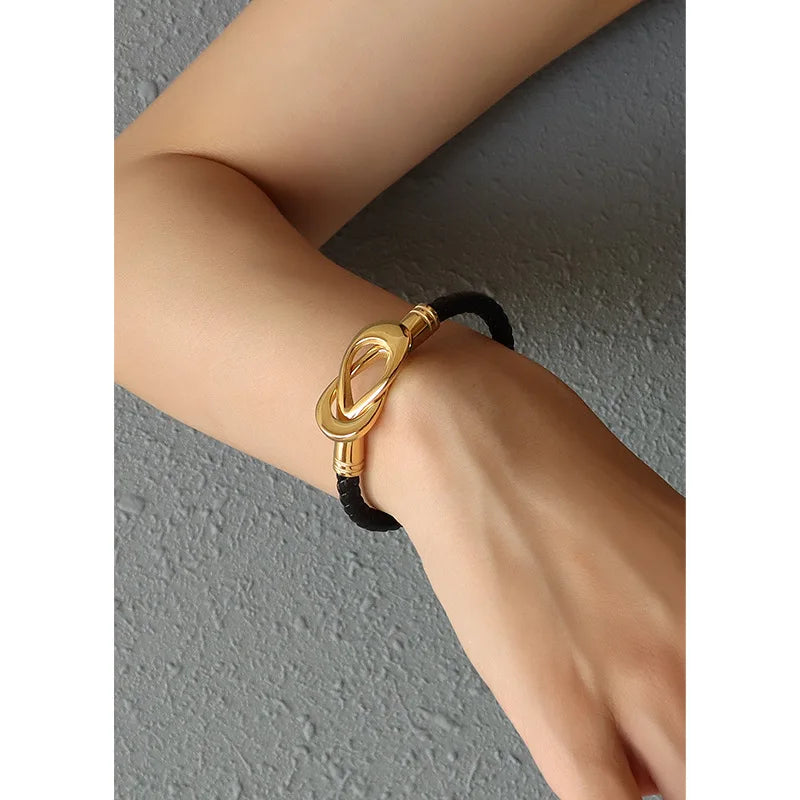 Oval Buckle Bracelet PU Rope Bracelet Couple Party Gift