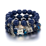 Bohemian Beaded Elephant Wings LOVE Pattern Round Ball Bracelet
