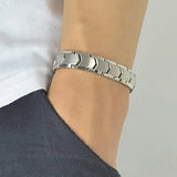 Magnetic Therapy Bracelet Titanium Steel Health Care Leather Stainless Steel