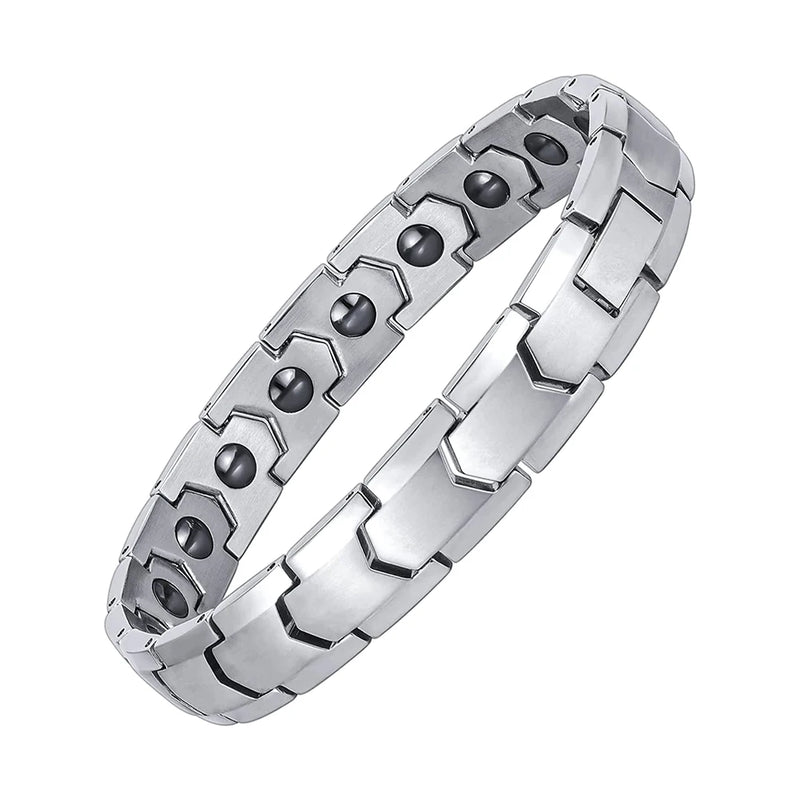 Magnetic Therapy Bracelet Titanium Steel Health Care Leather Stainless Steel