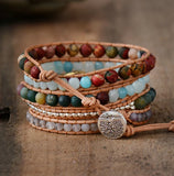 Boho Drusy Stone Leather Charm Bracelet