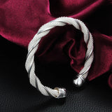 925 Sterling Silver Mesh Wristband Bracelet Bangle for Women Men