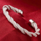 925 Sterling Silver Mesh Wristband Bracelet Bangle for Women Men
