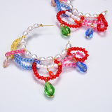 Multi Acrylic Beads Drop Earrings Pearls Statement Jewelry