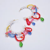 Multi Acrylic Beads Drop Earrings Pearls Statement Jewelry