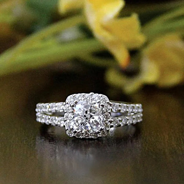 Silver Crystal CZ Wedding Engagement Rings for Women