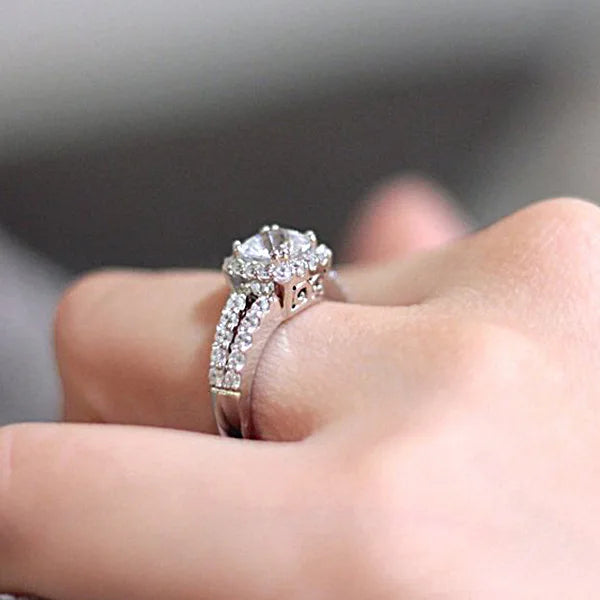 Silver Crystal CZ Wedding Engagement Rings for Women