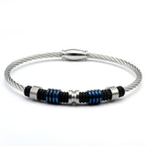 Stainless Steel Beads Bracelets & Bangle Jewelry Magnet Wire Cuff Braided Charm