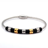 Stainless Steel Beads Bracelets & Bangle Jewelry Magnet Wire Cuff Braided Charm