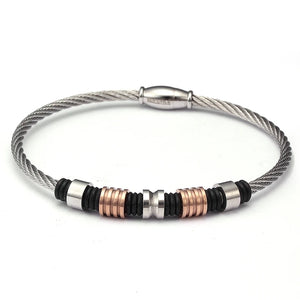 Stainless Steel Beads Bracelets & Bangle Jewelry Magnet Wire Cuff Braided Charm