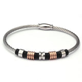 Stainless Steel Beads Bracelets & Bangle Jewelry Magnet Wire Cuff Braided Charm