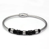 Stainless Steel Beads Bracelets & Bangle Jewelry Magnet Wire Cuff Braided Charm