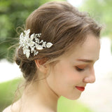 Crystal Hair Clip Women Barrette Headpiece Leaf Side Clips For Wedding