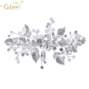 Crystal Hair Clip Women Barrette Headpiece Leaf Side Clips For Wedding