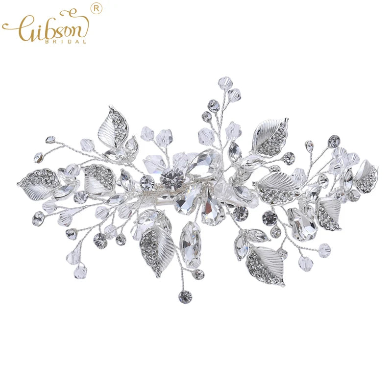 Crystal Hair Clip Women Barrette Headpiece Leaf Side Clips For Wedding
