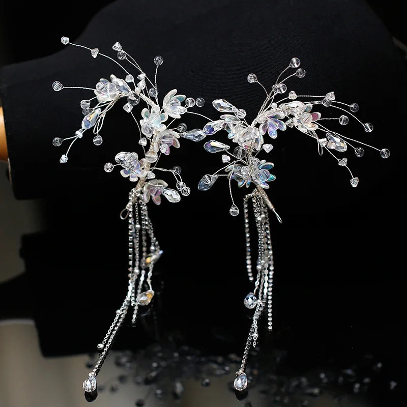 Bridal Crystal Side Hair Decoration Ear Hangs Tassel Wedding Hair Accessories