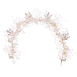 Bridal Flower Faux Pearl Crystal Hand-woven Wedding Headband Hair Band