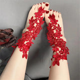 Red Lace Barefoot Sandal Anklets for Beach Wedding