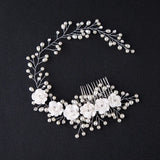 Wedding Crystal Bride Hair Accessories Pearl Flower Headband