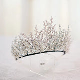Beaded Crown Pearl Tiara Women Headdress Wedding Hair Ornament