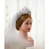 Beaded Crown Pearl Tiara Women Headdress Wedding Hair Ornament