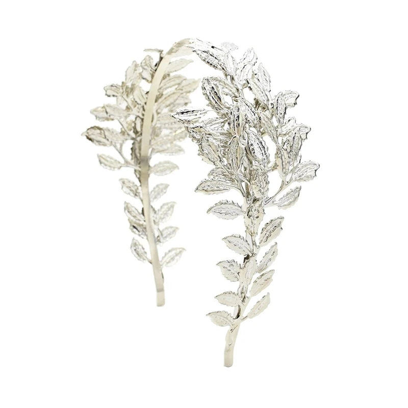 Silver Leaf Wreath Wedding Hair Band Retro Style