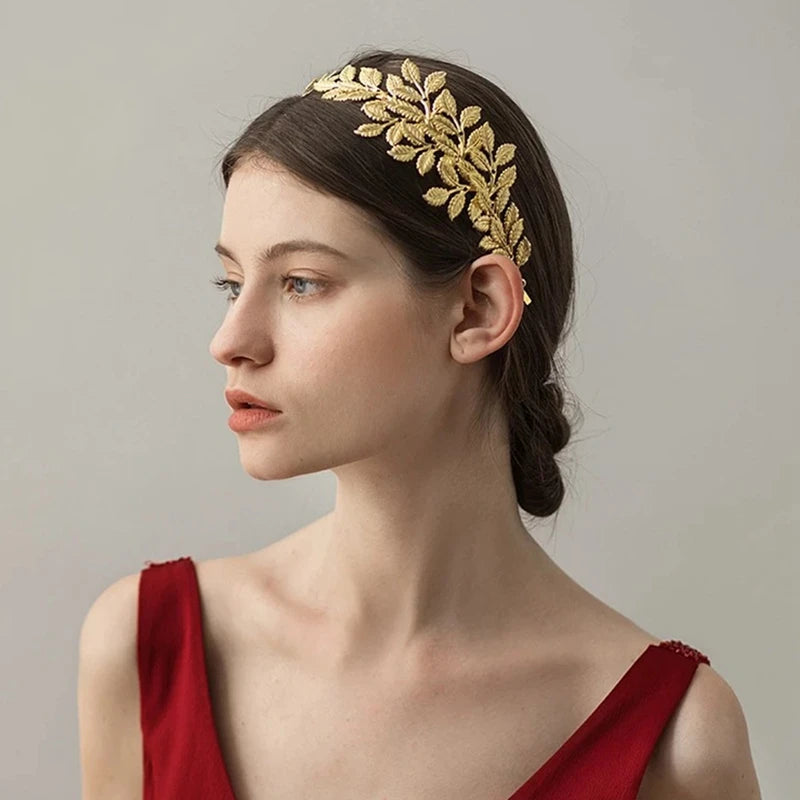 Silver Leaf Wreath Wedding Hair Band Retro Style