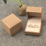 Brown Leather Jewelry Box Ring Display Holder Organizer