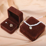 Brown Velvet Bracelet Box Wedding Jewelry Gift Storage Packing Box