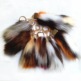 Brown Yellow Fur Tails Keychains Faux Fox Fur Pompon Car Key Ring Women