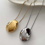 Brushed Metal Water Drop Necklace Long Sweater Chain Thin Chain Jewelry