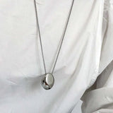 Brushed Metal Water Drop Necklace Long Sweater Chain Thin Chain Jewelry