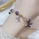 Butterfly Charm Amethyst Beaded Bracelet for Women ASL218