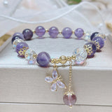 Butterfly Charm Amethyst Beaded Bracelet for Women Girls YBR657