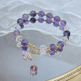 Butterfly Charm Amethyst Beaded Bracelet for Women ASL218