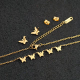 Butterfly Necklace Earrings Stainless Steel Sweater Chain