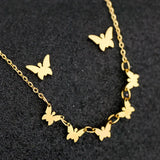 Butterfly Necklace Earrings Stainless Steel Sweater Chain