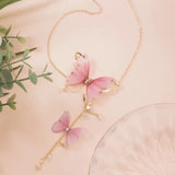 Small Butterfly Pendant Necklace Collar Chain, Summer Jewelry