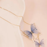 Small Butterfly Pendant Necklace Collar Chain, Summer Jewelry