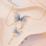 Small Butterfly Pendant Necklace Collar Chain, Summer Jewelry