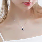 Butterfly Pendant Necklace Crystal Silver Circle Collar Jewelry