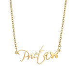 Butterfly Name Choker Chain Stainless Steel Pendant Necklace