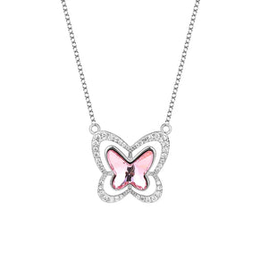 Butterfly S925 Sterling Silver Necklace with Crystal Pendant